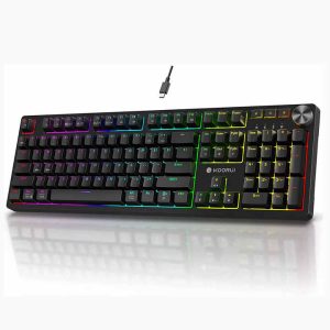 KOORUI Keyboard 104 Keys Blue Red Switch Custom Keycap Mini USB Wired Gaming Fashion RGB Backlit Optical Mechanical Keyboard